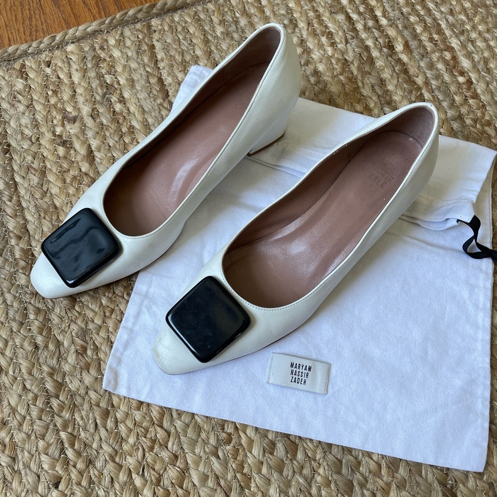 Maryam Nasir Zadeh white and black heels - women’s 39.5